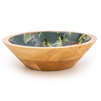 Large Orange Blossom Green Round Dish in Mango Wood SO'HOME