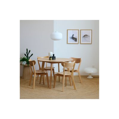 Table ronde en chêne D105 + 4 chaises chêne - LETA HELLIN, DEPUIS 1862