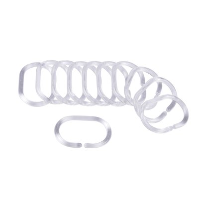 Set de 12 anneaux rideaux de douche plastique 4 x 6 cm transparent EDEN