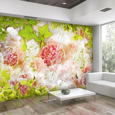 Papier peint intissé panoramique Fleurs Bright peonies EDEN