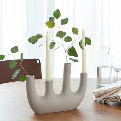 Vase beige 4 tiges en aluminium  DAHLIA MADE IN MEUBLES 