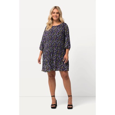 Robe courte plissée, fleurs, col rond ULLA POPKEN
