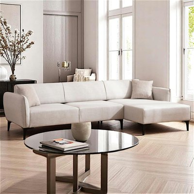 Canapé d'angle sable - couture déco, côté droit VILNIUS PIER IMPORT