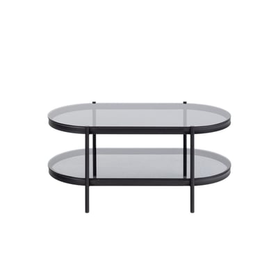 Table basse ovale en verre et métal noir - BENNY HELLIN, DEPUIS 1862