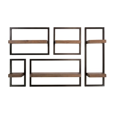 Etagères murales bois d'acacia brun (lot de 5) NAKO PIER IMPORT