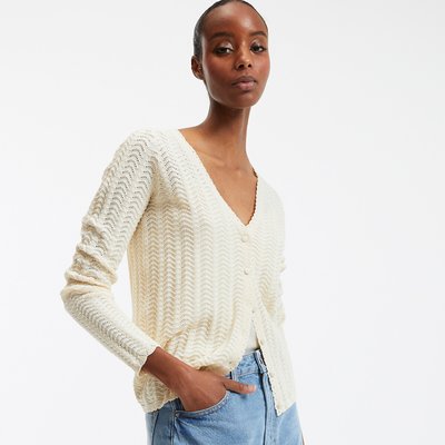 Cardigan col v en fine maille, boutonné LA REDOUTE COLLECTIONS