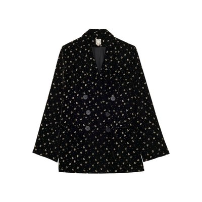 Veste en velours lisse imprimé doré ezio INES DE LA FRESSANGE PARIS
