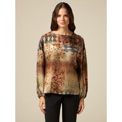 Patchwork patterned viscose blouse OLTRE