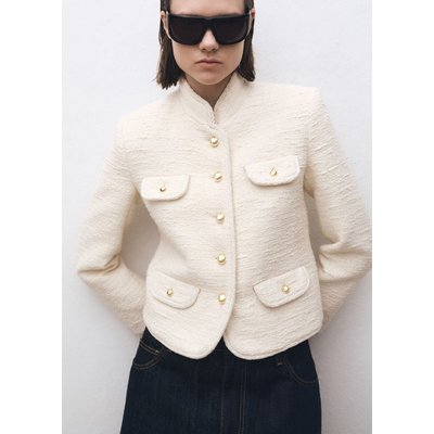 Veste tweed col officier MANGO