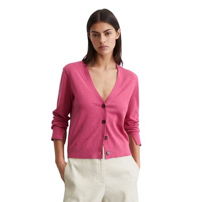 Cardigan en maille fine slim en fil de slub de coton et de lin MARC O'POLO