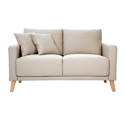 Canapé 2 places en tissu beige et bois clair MUNIK MILIBOO