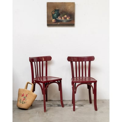Paire de chaises bordeaux esprit Thonet Claude N°1722 - Bon état DEBONGOUT