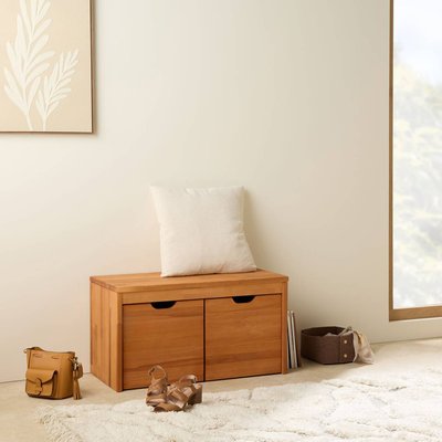 Banc bois massif 2 cubes de rangement - CYRIEL CAMIF