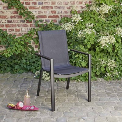 Fauteuil de jardin en aluminium et textilène gris BALISTAR BERAH GETAH