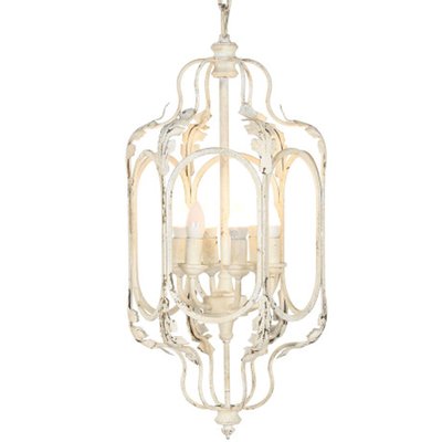 Suspension classique en métal blanc cérusé 39x34x75cm WADIGA