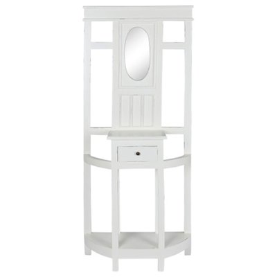 Meuble d'entrée classique en bois blanc avec miroir 77x31x180cm WADIGA