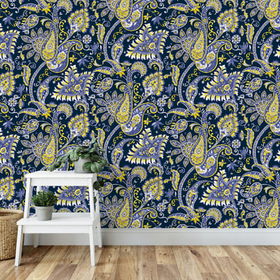 Papier peint avec motifs orientals bleus - 510x260 cm (l x h) LA TOUCHE ORIGINALE