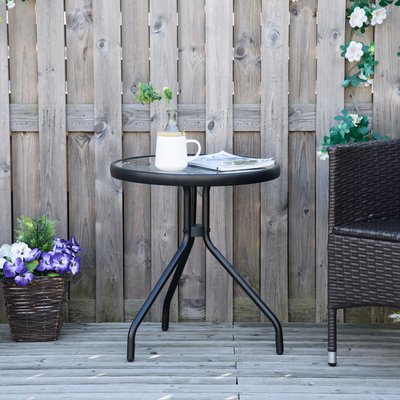 Table basse ronde bistro de jardin métal époxy noir OUTSUNNY