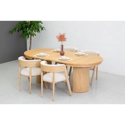 Ensemble table à manger extensible, 4 chaises en placage, PRADO BOBOCHIC