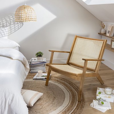 Fauteuil cannage en bois massif TERRE DE NUIT