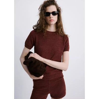 Pull en maille à manches courtes MANGO