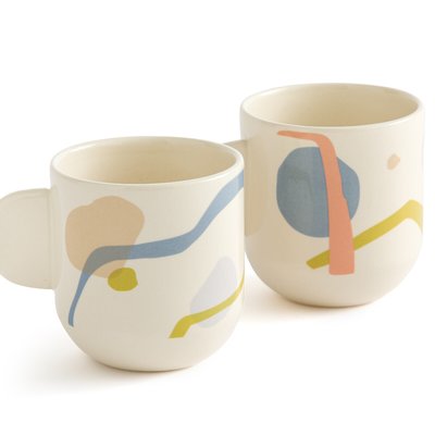 Lot de 2 mugs à motif, en grès, Livin LA REDOUTE INTERIEURS
