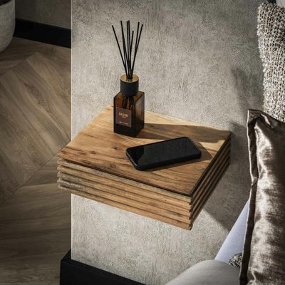 Table de chevet murale en bois d'acacia avec stries (lot de 2) MELBOURNE PIER IMPORT