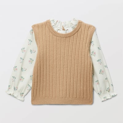 Pull 2 en 1 sans manches avec blouse imprimée BOUT'CHOU