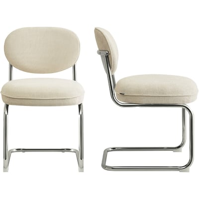 Lot de 2 chaises de salle à manger chromées en tissu chenille - LOU HOMIFAB