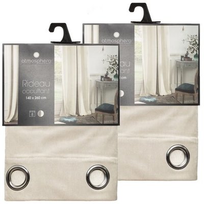 Lot de 2 Rideaux occultants en polyester effet velours TOILINUX