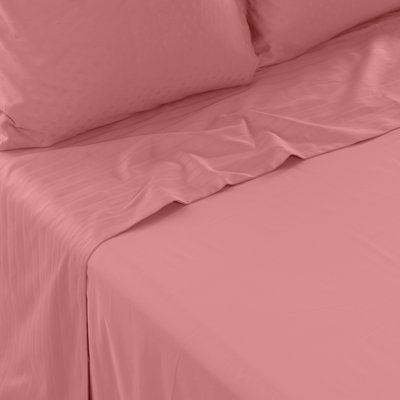 Drap de lit satin de coton jacquard pois et rayures PRESTIGE CARRE BLANC