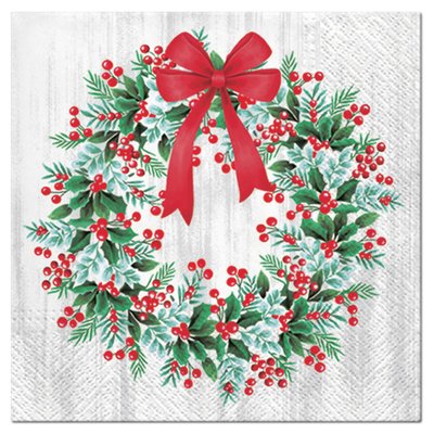 Lot de 20 serviettes papier Couronnes de noel DOUCEUR D'INTÉRIEUR