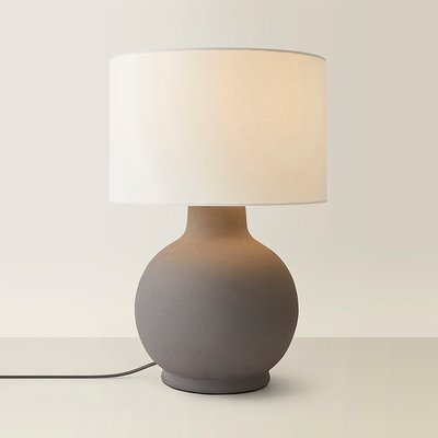 Hand Finished Ceramic Stoneware Table Lamp with Linen Shade SO'HOME