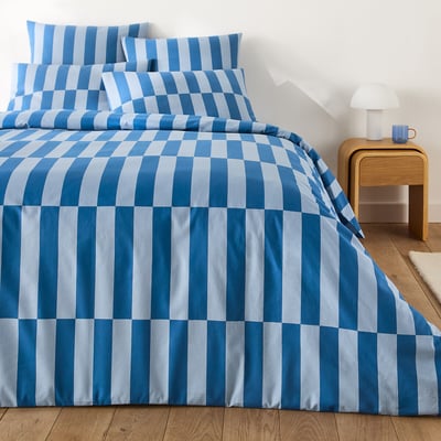 Housse de couette 50% coton recyclé, TABAKA BLEU LA REDOUTE INTERIEURS