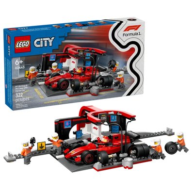 Arrêt au stand de F1® avec voiture Ferrari LEGO