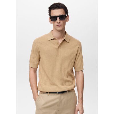 Polo coton mélangé maille côtelée MANGO MAN