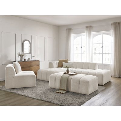 Canapé modulable 5 places en tissu bouclette, ANNECY BOBOCHIC