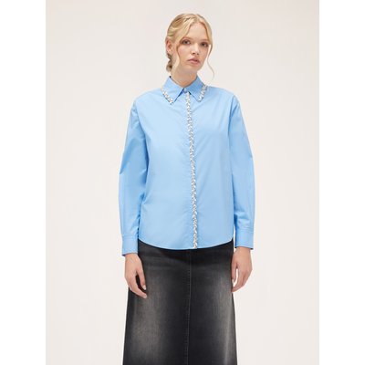Chemise en popeline de coton de couleur unie MOTIVI