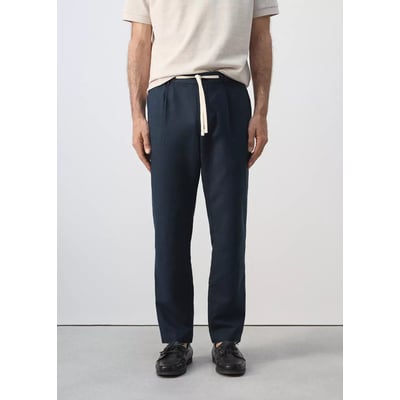 Pantalon slim fit cropped en lin et coton MANGO MAN