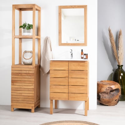 Meuble salle de bain en teck et céramique 60 cm ANANTA WANDA COLLECTION