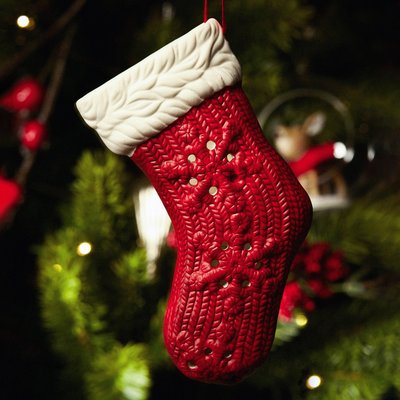Suspension décorative chaussette de noël en grès H12 SIA DECO