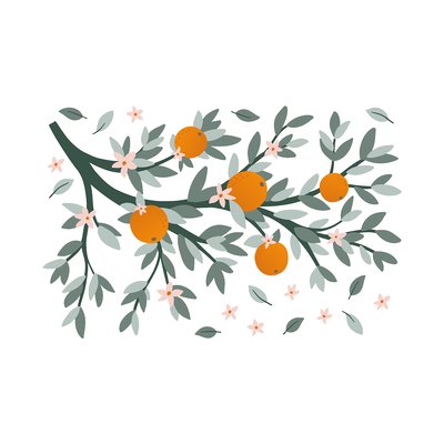 Grand sticker branches et oranges LOUISE LILIPINSO