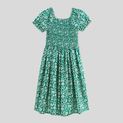 Robe longue à smocks imprimée MONOPRIX