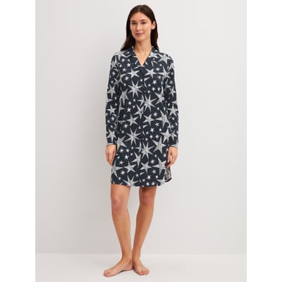 Chemise de nuit manches longues boutonnée, longueur 95 cm manches longues Coton WINTER DREAMS CALIDA
