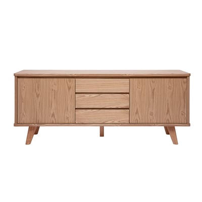 Buffet scandinave en bois clair frêne 2 portes 3 tiroirs L180 cm FIFTIES MILIBOO
