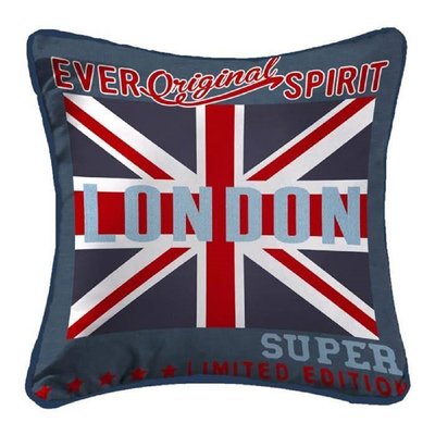 Coussin Passepoil polyester imprime Modele Londres 40 x 40 cm DOUCEUR D'INTÉRIEUR