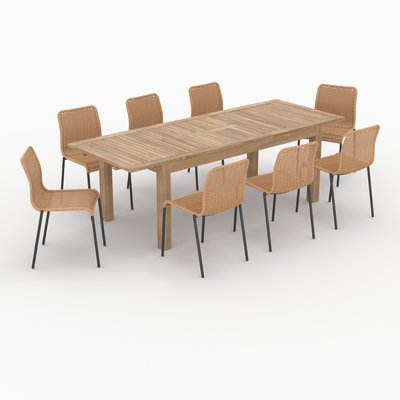 Table et chaises de jardin 8 personnes en bois et résine - SIRIVARA RENDEZ-VOUS DÉCO