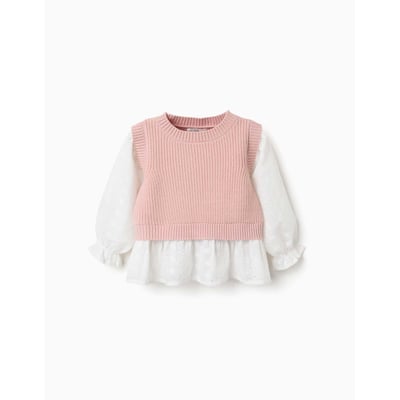 Pull bi-matière en maille et coton ZIPPY