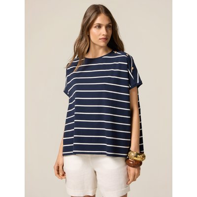 T-shirt en jersey de coton mélangé à rayures horizontales OLTRE