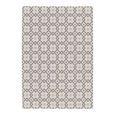 Tapis intérieur/extérieur vintage crème beige bleu ANGIE SWEEEK